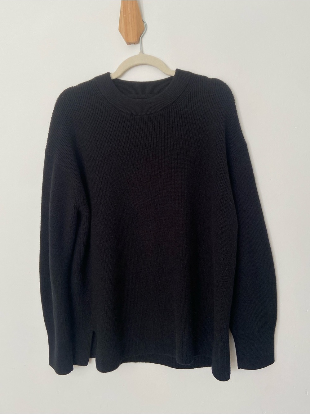 Lululemon Merino Wool Blend Ribbed Crewneck Sweater Black size 12 - Picture 6 of 13
